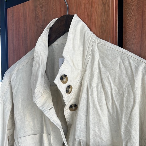 NWT DIP Cream Linen Women's Relaxed Fit Casual Utility Jacket Button Up Medium - Picture 10 of 15